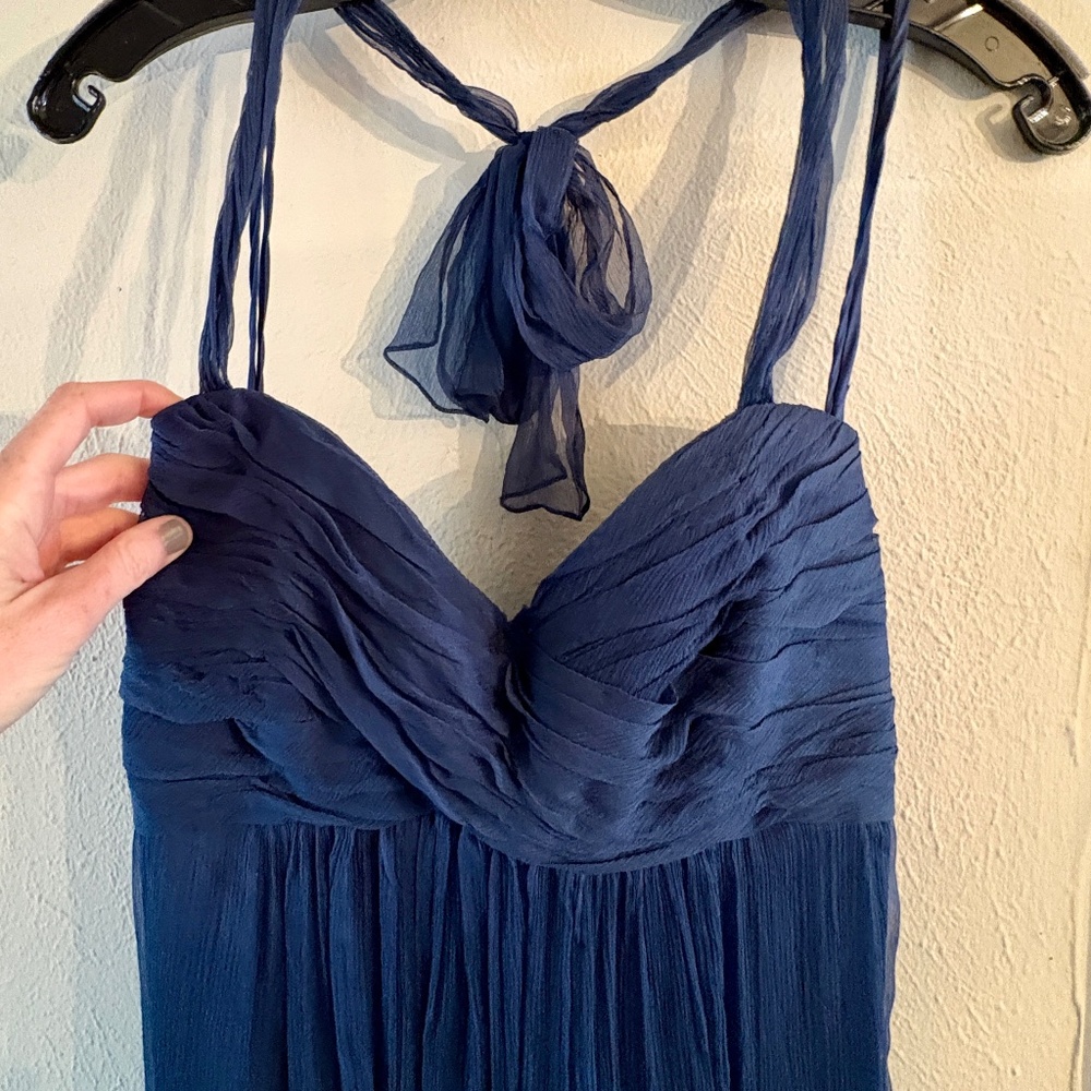 Amsale silk chiffon long bridesmaid dress